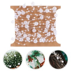 2 Rolls White Pearl Strings Garland Beads Wreath for Wedding Bouquet Crafts