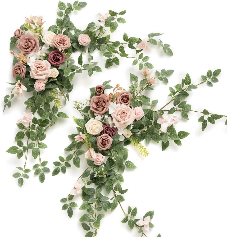 2PCS Dusty Rose Arch Flowers Artificial Floral Swags Wedding Centerpieces Faux
