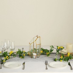 YELLOW 5 ft SILK Daisy FLOWERS Garland Magnolia Leaves Hanging Vine Party Events