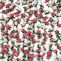 2Pcs 16.4Ft Flower Garland Artificial Rose Vines for Bedroom, Cute Fake