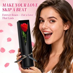 Leebean Single Forever Roses Luxury Gift for Women/Men, Birthday 1 Rose, Red