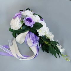 Bridal Bouquet Silk Flower Artificial Rose Drop Shape Bridesmaid Decor Chic Cute