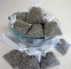 Set of 80 Lavender Sachets made with White Organza Bags