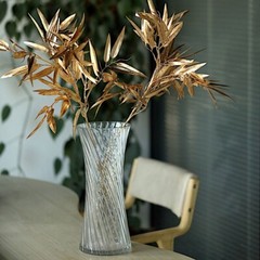 2 Gold 33″ Artificial Bamboo LEAVES Branches Metallic Faux Greenery Stems Party