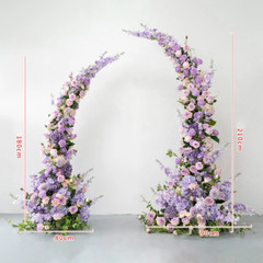 Purple Rose Hyacinth 5D Flowers Arrangement Decor Horn Arch Wedding Backdrop