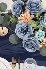12pcs Roses Artificial Flowers Silk Roses with Long Stems Fake 12PCS Dusty Blue