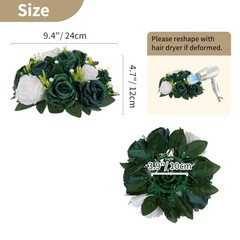 Green Flower Ball Centerpieces: 2 Pcs Forest Green & Hunter Green & Ivory
