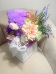 Victoria Secret Jasmine & Elderberry Floral Gift Basket/Purple Bear