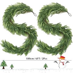 Pcs, 6Ft Norfolk Pine Garland Christmas Decorations, Real Norfolk-6Ft-2Pcs 2