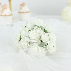 48 IVORY Mini Roses 4″ Foam ARTIFICIAL FLOWERS Stems Party Wedding DIY Supplies