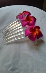 Bali Bridal Wedding Party Foam 3_Flower Hair Red Frangipani /plumeria