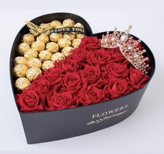 Forever Flowers in Heart Shape Box, Roses, Red Valentines Gift