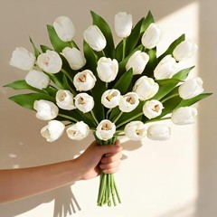 12 Pcs Tulips Artificial Flowers Real Touch Tulips Fake Faux Tulip White