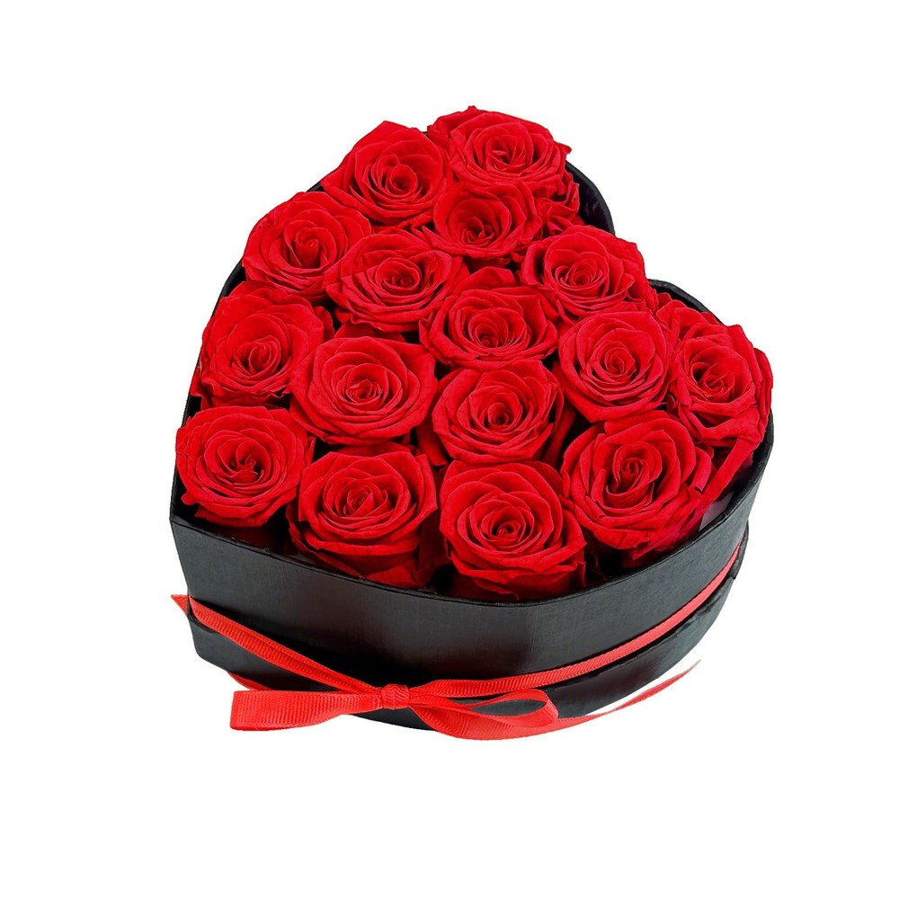 Qutawua Preserved Roses Heart Shape Box Valentines Day Gifts 16 Roses, Red