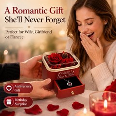 minstely Forever Preserved Rose with Hidden Necklace, Romantic red