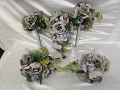 Vintage Style Wedding Set, Purple Wedding Bouquet Package, 5 Pc