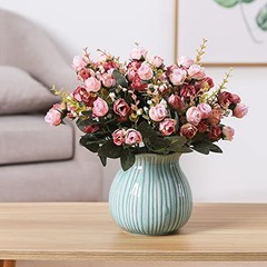 7 Branch1 Mini Rose Heads Artificial Flowers Bouquet Wedding Home 2 2 Pcs Pink