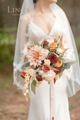 Ling’s Moment Terracotta Bridal Bouquet Cascading, Orange Wedding Bouquets fo…