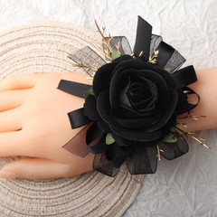2Pcs Corsage and Boutonniere Set Rose Wrist Corsage Wristlet Band for Wedding Fl