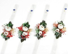 CORSAGE SET OF 4 WHITE CORSAGES FOR WEDDING CORSAGE WRISTLET
