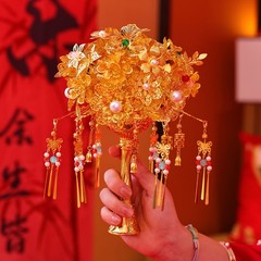 Gold Plated Bridal Hand Bouquet Chinese Wedding Flower Holder Accessory