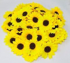 Levana 50 Pc Fake Sunflower Heads 4 in Silk Sunflowers Double Petals Artificial