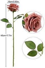 Artificial Rose Flower Dusty Rose Flowers Silk Flowers 12 pcs with Long Stem