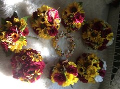 WEDDING FLOWERS BOUQUETS Decorations Sunflowers Burgundy Red 7 Bouquet
