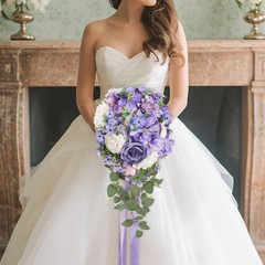 Lavender Cascading Floral Arrangement Maintenance Effortless Lavender Wedding