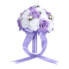 Romantic Artificial Wedding Bouquet For Bridal Holding – Purple Popular