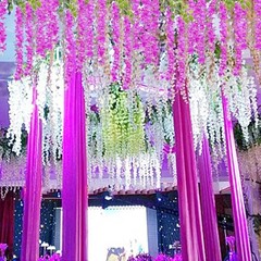 12 Pieces Artificial Wisteria Fuchsia Hanging Flowers – 3.75 Feet/Piece