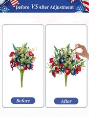 Red White and Blue Flowers: 4 Bundles Fake Flowers 4th of July Patriotic