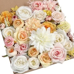 Serra Flora 73pcs Artificial Wedding Flowers Bouquets Centerpieces Faux Flowe…