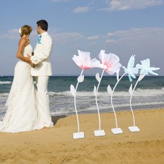 Artificial Giant Flowers+butterflys Stands Decoration For Wedding Birthday Party