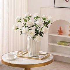 Artificial Silk Rose Flower Bouquet Lifelike White Fake Rose for Off White