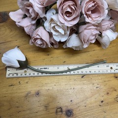 ROSEBUD Silk Fake Flower Pink Blush Blooming•Flower Heads•Garden•Florals 20