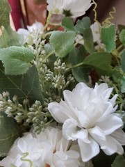 4- Bouquets of Bridesmaid Silk Flowers Wedding White Roses NWOT IVORY SATIN