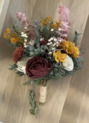 Pine and Petal Bridal Wedding Wood Flower Set: Bouquet, Boutonnière, Corsage