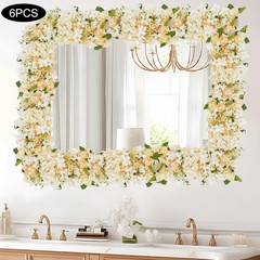 6 Pcs Champagne Artificial Flower Panels Silk Floral Wall Backdrop For Decor