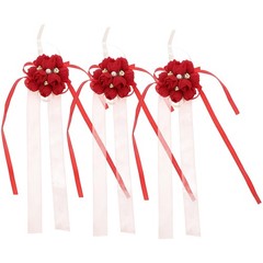 3Pcs Red Bridal Wrist Flower Fabric Bands for Bohemian Wedding Decor