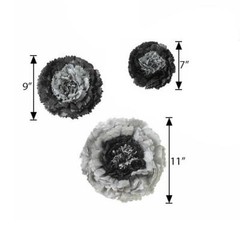 6 pack 7″ 9″ 11″ Charcoal Grey Tissue Paper Carnation Flowers Sale Home Backdrop