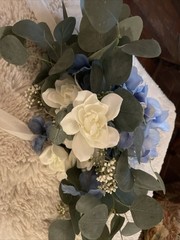 Lot Of 3 Blue Hydrangea & White Bridal Bouquet Bridesmaid Wedding Flowers