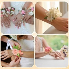 Liliaafar 6 Pcs Corsage Wrist Bracelet Bands Bride Cuff Bangle Sliver Bezel