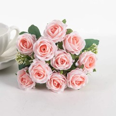 Artificial Flower Ten Head Silk White Rose Bundle Scrapbook Valentine Wedding Ou