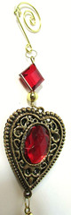 9″ Heart with red bead jewels hanging ornament