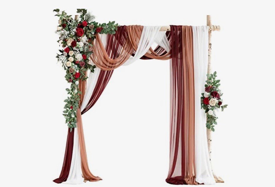 Ling’s moment Artificial Wedding Arch Flowers with Drapes Kit-Pack of 5, 2pcs Fl