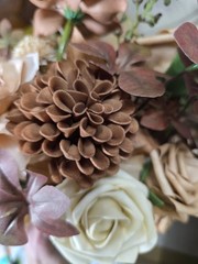 Ling’s Moment “Sparrow” Bouquet 7 inch for Bride or Bridal Party, Brown Gold
