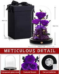 DENIMOMO Valentines Day Flowers Roses Gifts for H7.8in W4.7in, Purple Rose