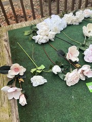 Huge Lot Bundle Of Cream Ivory White Roses Peony Magnolia Long Stem Real Touch