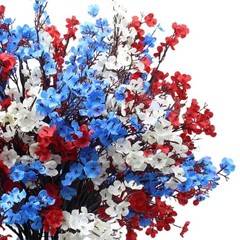 DoubleWood 4 of July Decor Artificial Flowers Indoor, 10PCS Red White and Blue